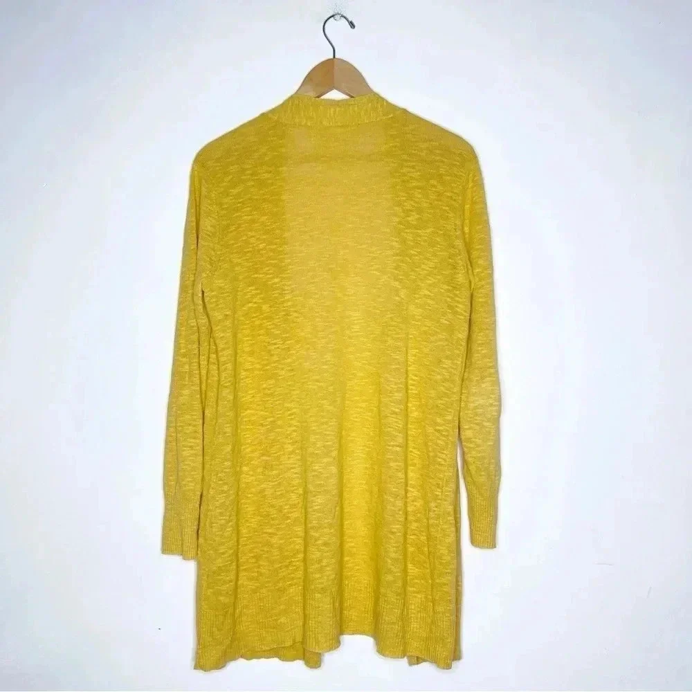 Eileen Fisher Yellow Cotton Linen Cardigan Sweater Size Medium
